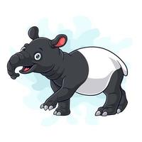 Tapir drôle de dessin animé isolé sur fond blanc vecteur