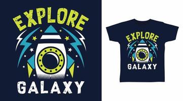 explorez la conception de concept de tshirt de dessin animé de fusée galaxy vecteur