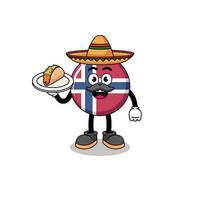 caricature de personnage du drapeau de la norvège en tant que chef mexicain vecteur