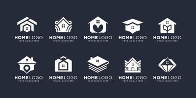 ensemble de modèle de conception de logo de maison. maison de vecteur, résumé de la maison, maison de luxe, logo de la maison de marque. vecteur