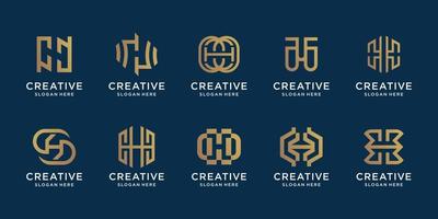 ensemble de modèles de logo monogramme h de collection. conception créative de marque de lettre h, combinée avec un style d'art en ligne. élégant, monogramme, identité, corporate, simple. vecteur premium