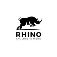 modèle de logo de rhinocéros sautant isolé sur fond blanc vecteur