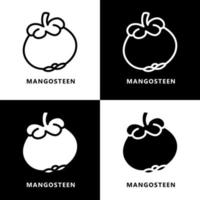 logo d'icône de fruits tropicaux de mangoustan. vecteur d'illustration de symbole de légumes et de fruits