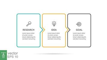 modèle d'infographie d'entreprise. conception en ligne fine avec icônes et 3 options ou étapes. illustration vectorielle isolée sur fond blanc. ep 10. vecteur