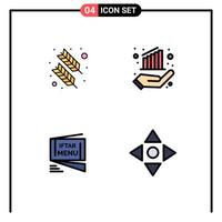 pack d'icônes vectorielles stock de 4 signes et symboles de ligne pour le menu plume quinn plume finance roza éléments de conception vectoriels modifiables vecteur