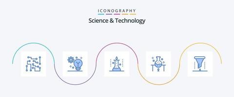 pack d'icônes bleu science et technologie 5 comprenant un laboratoire de chimie. analyse chimique. intelligence. laboratoire scientifique. science vecteur