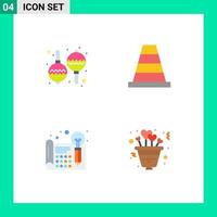 pack d'icônes plates de 4 symboles universels d'instruments processa cône coeur créatif éléments de conception vectoriels modifiables vecteur