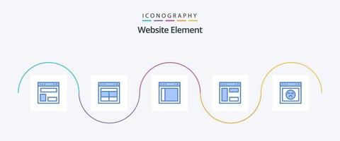élément de site Web bleu 5 pack d'icônes comprenant le site Web. Erreur. texte. navigateur. page Web vecteur