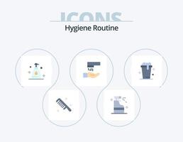 pack d'icônes plates de routine d'hygiène 5 conception d'icônes. nettoyage. le potage. nettoyage. verre. laver vecteur