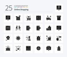 achats en ligne pack de 25 icônes de glyphes solides, y compris la confiance. lieu. achats. livraison. en ligne vecteur