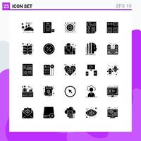 interface mobile glyphe solide ensemble de 25 pictogrammes de barres de connaissances de données de page dart éléments de conception vectoriels modifiables vecteur