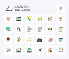 pack d'icônes de 25 couleurs plates de marketing numérique, y compris le pouce. aimer. automatisation. le marketing numérique. automatisation