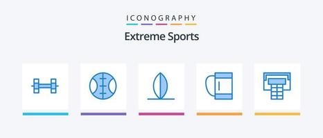 pack d'icônes bleu sport 5 comprenant. polochon. . conception d'icônes créatives vecteur