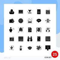 interface mobile glyphe solide ensemble de 25 pictogrammes de flèches de notation de plage éléments de conception vectoriels modifiables du navigateur domestique vecteur