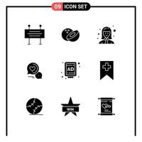 9 icônes créatives signes et symboles modernes de panneau d'affichage couple chat travailleur féminin message de chat romantique éléments de conception vectoriels modifiables vecteur