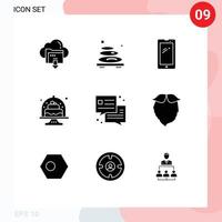 interface mobile glyphe solide ensemble de 9 pictogrammes d'éléments de conception vectoriels éditables mobiles spa iphone spa vecteur