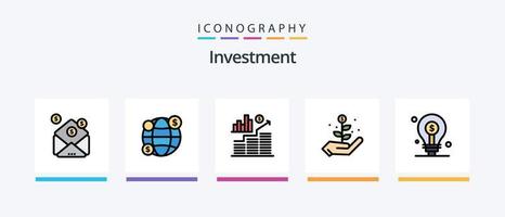 ligne d'investissement remplie de 5 packs d'icônes, y compris l'investissement. investissement. investissement. investir. Entreprise. conception d'icônes créatives vecteur