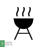 icône de barbecue grill. barbecue, barbecue, fête d'été, feu et fumée, symbole de la silhouette, rétro, cuisson de la viande, concept alimentaire. style plat simple. illustration vectorielle isolée sur fond blanc. ep 10. vecteur