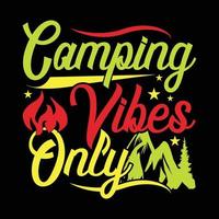 camping vibes seulement lettrage design vector art