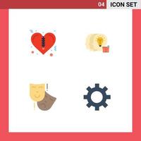 pack d'icônes vectorielles stock de 4 signes et symboles de ligne pour les éléments de conception vectoriels modifiables du personnel de l'idée de personnage de coeur vecteur