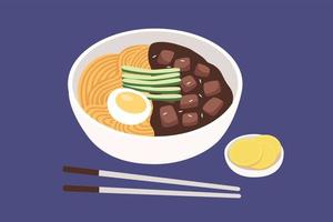 image vectorielle de nouilles aux haricots noirs coréens vecteur