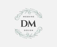 collection de logos de monogramme de mariage lettre initiales dm, modèles minimalistes et floraux modernes dessinés à la main pour cartes d'invitation, réservez la date, identité élégante pour restaurant, boutique, café en image vectorielle vecteur