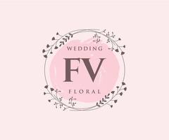 fv initiales lettre modèle de logos de monogramme de mariage, modèles minimalistes et floraux modernes dessinés à la main pour cartes d'invitation, réservez la date, identité élégante. vecteur
