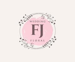 fj initiales lettre modèle de logos de monogramme de mariage, modèles minimalistes et floraux modernes dessinés à la main pour cartes d'invitation, réservez la date, identité élégante. vecteur