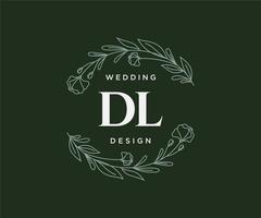 dl initiales lettre collection de logos de monogramme de mariage, modèles minimalistes et floraux modernes dessinés à la main pour cartes d'invitation, réservez la date, identité élégante pour restaurant, boutique, café en image vectorielle vecteur