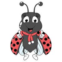 graphique de dessin animé animal coccinelle mignon vecteur