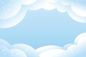 modèle de fond abstrait vectoriel avec cadre de nuages de dessin animé sur ciel bleu.