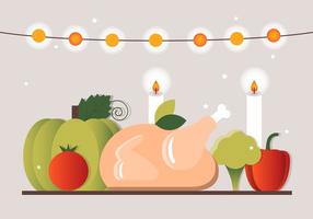 Éléments vectoriels de dîner de Thanksgiving gratuits vecteur