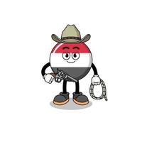 mascotte de personnage du drapeau du yémen en tant que cow-boy vecteur