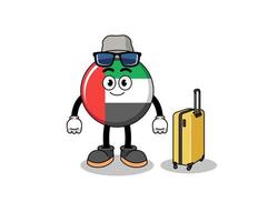 mascotte du drapeau des émirats arabes unis faisant des vacances vecteur