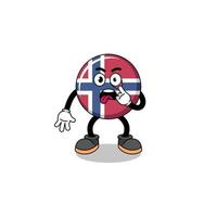 illustration de caractère du drapeau de la norvège avec la langue qui sort vecteur