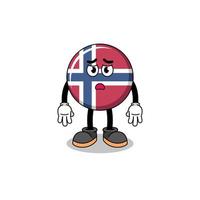 illustration de dessin animé de drapeau de la norvège avec un visage triste vecteur