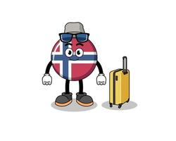 mascotte du drapeau de la norvège faisant des vacances vecteur