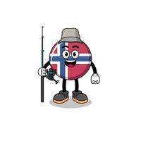 mascotte, illustration, de, norvège, drapeau, pêcheur vecteur