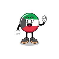 caricature du drapeau du koweït faisant un geste de la main vague vecteur