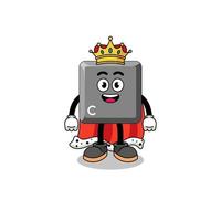 mascotte, illustration, de, clavier, touche c, roi vecteur