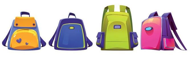sacs d'école pour enfants, sacs à dos, sacs à dos à bretelles vecteur