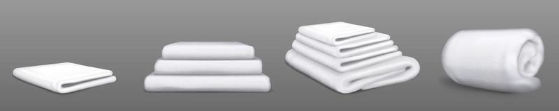 serviettes blanches, éponge isolée, textile de maison vecteur