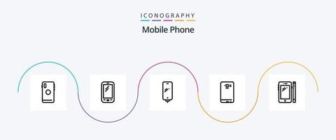 pack d'icônes de ligne de téléphone mobile 5, y compris mobile. téléphone. Huawei. batterie. portable vecteur