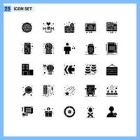 pack de 25 signes et symboles de glyphes solides modernes pour les supports d'impression Web tels que l'écran coeur romance mère amour dslr éléments de conception vectoriels modifiables vecteur