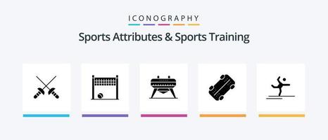 attributs sportifs et pack d'icônes de glyphe d'entraînement sportif 5 comprenant. performant. gymnastique. gymnastique. sport. conception d'icônes créatives vecteur