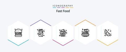 pack d'icônes de restauration rapide de 25 lignes comprenant. aliments. aliments. Fast food. vite vecteur