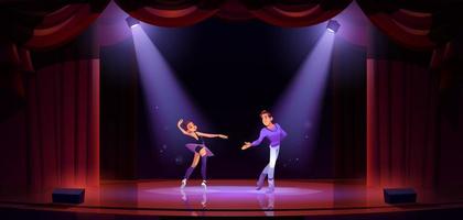 couple de danseurs de ballet danse sur scène de théâtre vecteur