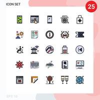 25 icônes créatives signes et symboles modernes de protéger les éléments de conception vectoriels modifiables d'haltère de gym de téléphone intelligent clé vecteur