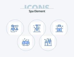 pack d'icônes bleues élément spa 5 conception d'icônes. yoga. pétrole. spa. chéri. sucré vecteur