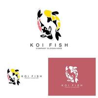 création de logo de poisson koi, vecteur de poisson d'ornement, produit de marque d'illustration d'ornement d'aquarium